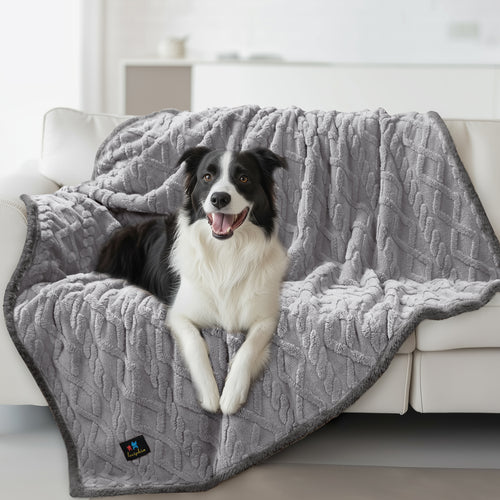 Reversible Sherpa Fleece Waterproof Pet Blanket Light Grey