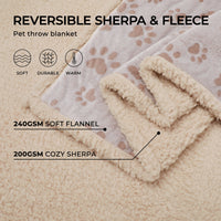 Waterproof Dog & Cat Blanket Heart Paw Khaki