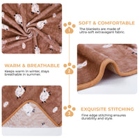 Premium Fleece Dog and Cat Blanket Brown/Yellow/Blue