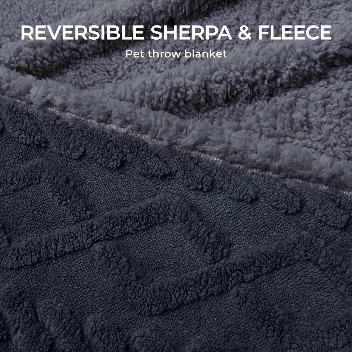 Reversible Sherpa Fleece Waterproof Pet Blanket Dark Grey