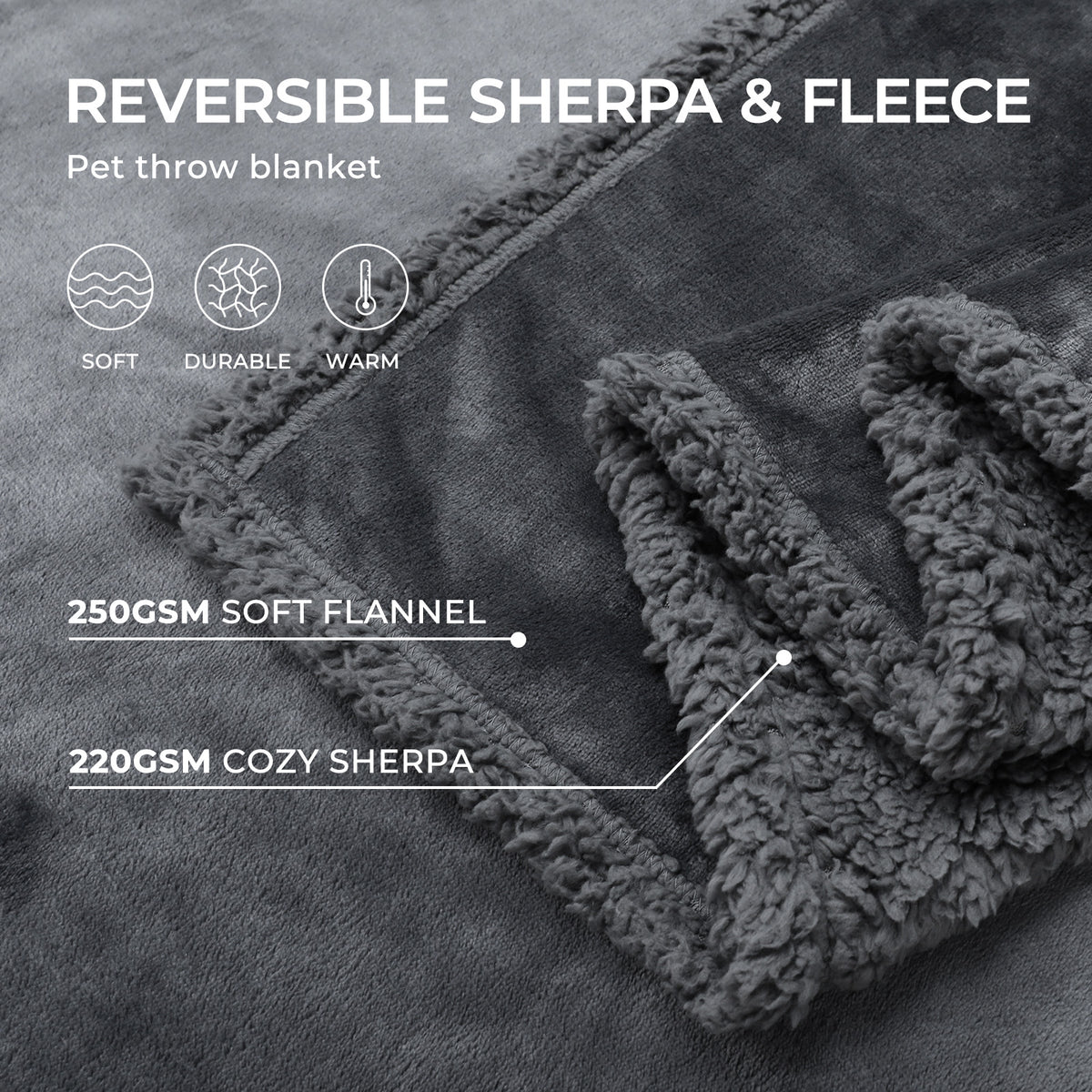Waterproof Dog Blankets for Dog & Cat Dark Gray