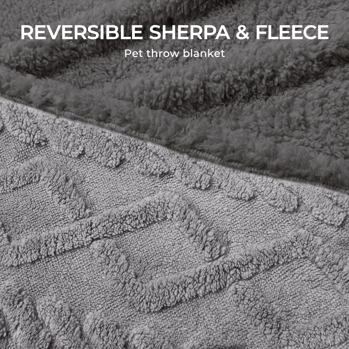 Reversible Sherpa Fleece Waterproof Pet Blanket Light Grey