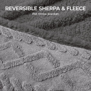 Reversible Sherpa Fleece Waterproof Pet Blanket Light Grey