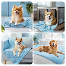 Load image into Gallery viewer, Washable Cooling Blanket for Pet Lightweight Calming Pad Blue