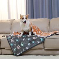 Luciphia 1 Pack 3 Blankets Fluffy Premium Fleece Pet Blanket Flannel Paw Printed Throw for Dog Cat(Small 23x16'', Grey/Brown/Blue)