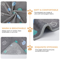 Premium Fleece Dog and Cat Blanket Blue/Cyan/Grey