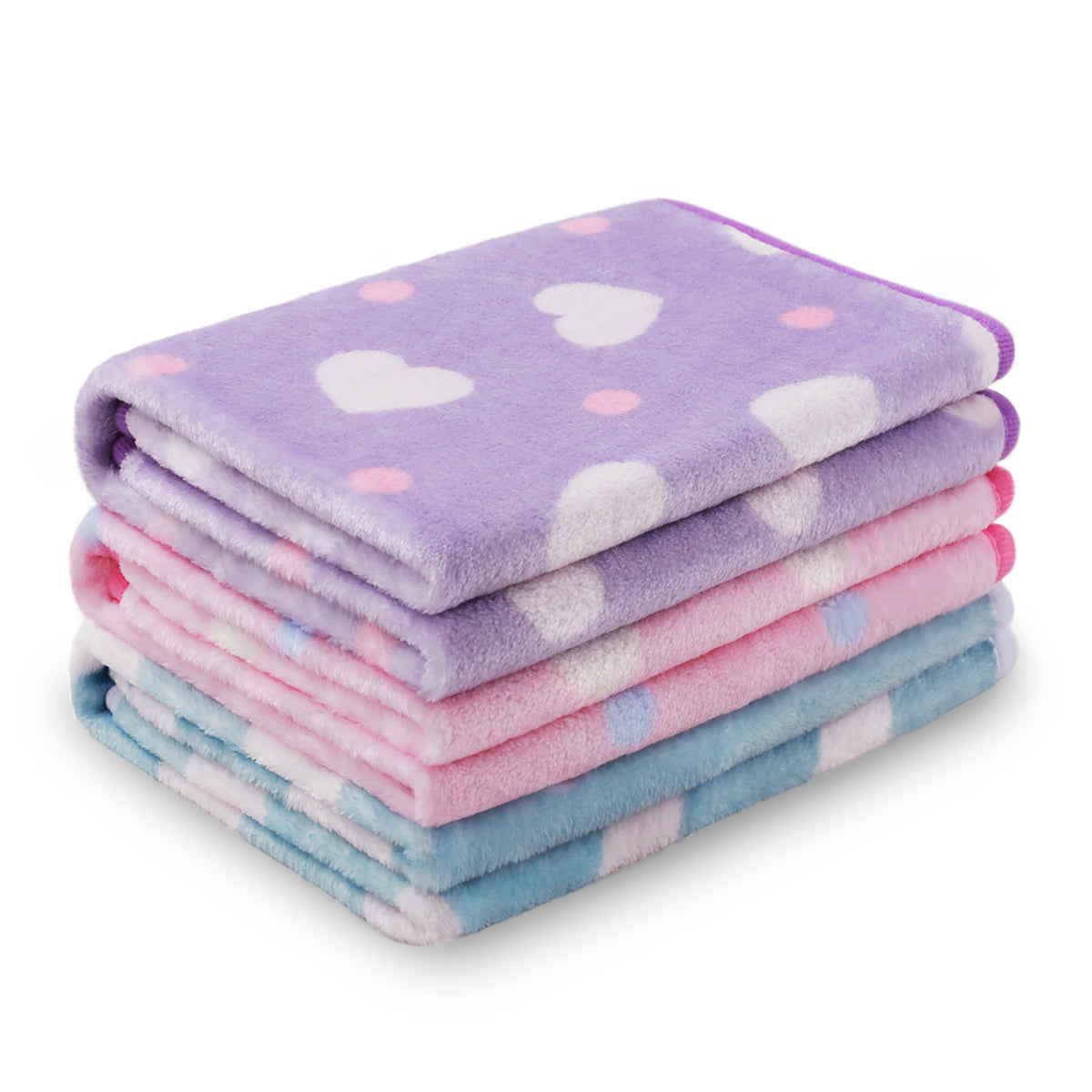1 Pack 3 Soft Flannel Dog Blanket for Sofa Purple/Pink/Cyan
