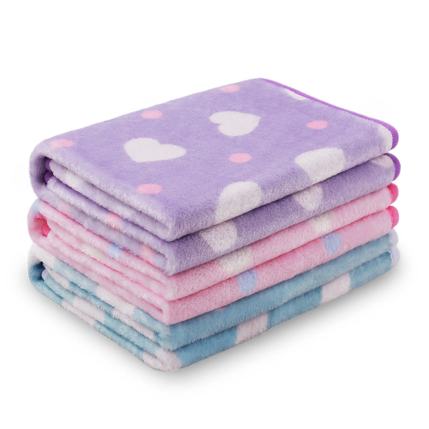 1 Pack 3 Soft Flannel Dog Blanket for Sofa Purple/Pink/Cyan