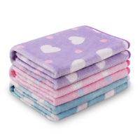1 Pack 3 Soft Flannel Dog Blanket for Sofa Purple/Pink/Cyan
