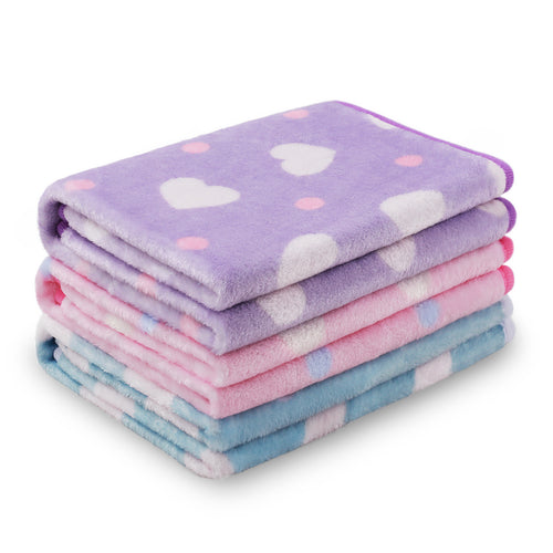 1 Pack 3 Soft Flannel Dog Blanket for Sofa Purple/Pink/Cyan