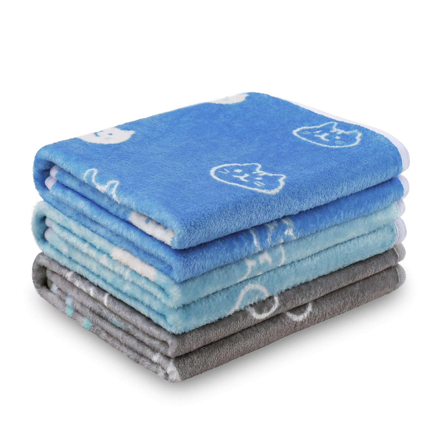 Premium Fleece Dog and Cat Blanket Blue/Cyan/Grey
