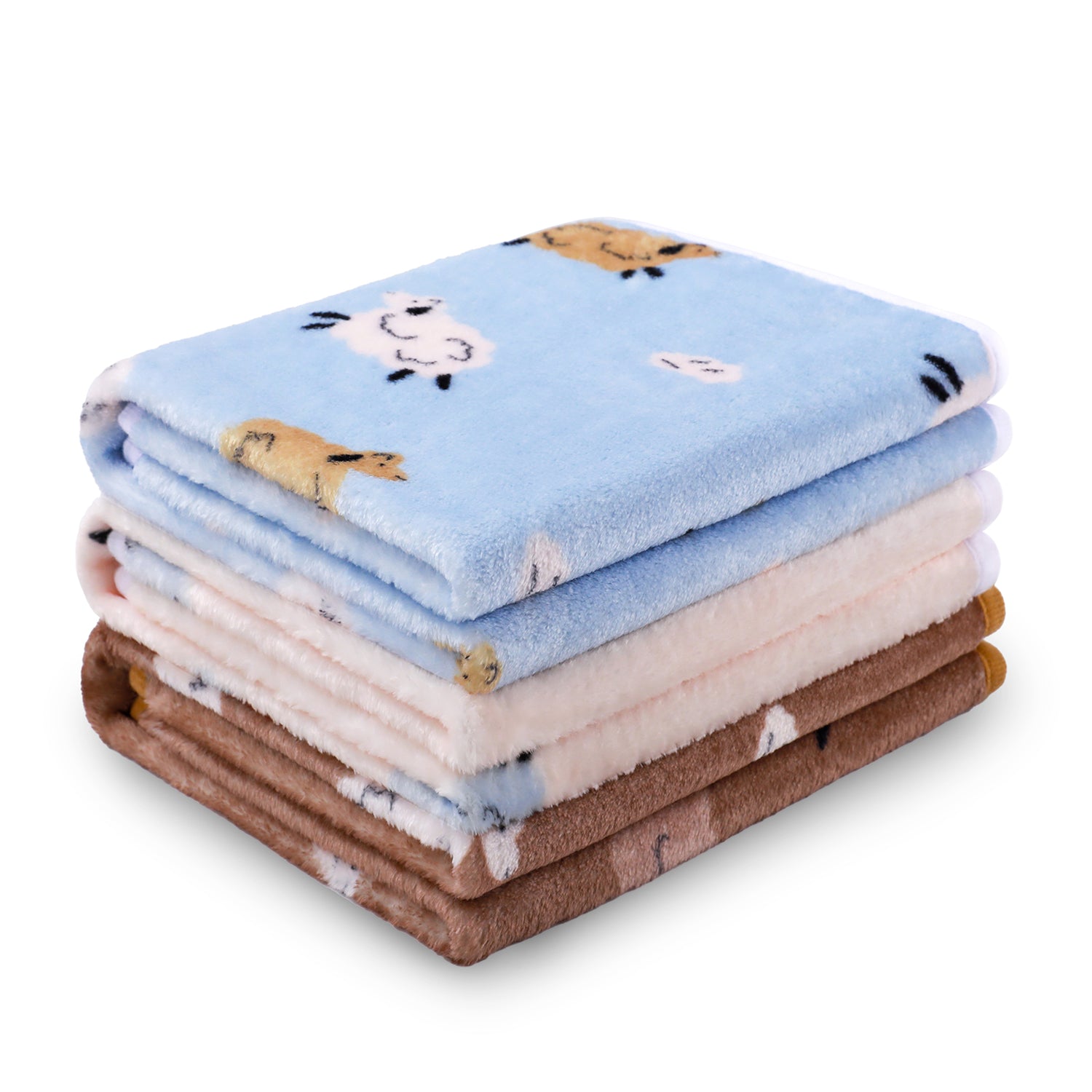 Premium Fleece Dog and Cat Blanket Brown/Yellow/Blue