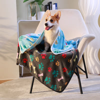1 Pack 6 Fleece Dog Blanket for Crate Paw Printed