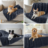 Reversible Sherpa Fleece Waterproof Pet Blanket Dark Grey