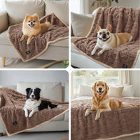 Reversible Sherpa Fleece Waterproof Pet Blanket Khaki
