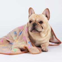 Load image into Gallery viewer, Flannel Bone Paw Printed Pet Blankets | 1 Pack 3 Blankets Pink/Brown/Purple