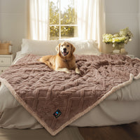 Reversible Sherpa Fleece Waterproof Pet Blanket Khaki