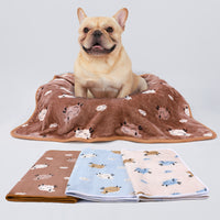 Premium Fleece Dog and Cat Blanket Brown/Yellow/Blue