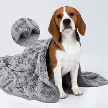 Load image into Gallery viewer, 1 Pack 6 Fleece Dog Blanket for Crate Paw Printed Grey