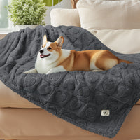 Heart Jacquard Waterproof Pet Blanket Grey