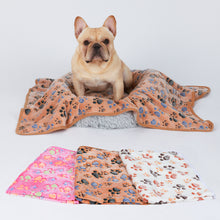 Load image into Gallery viewer, 1 Pack 3 Small Pet Blanket Paw Printed Throw | Brown/Pink/White