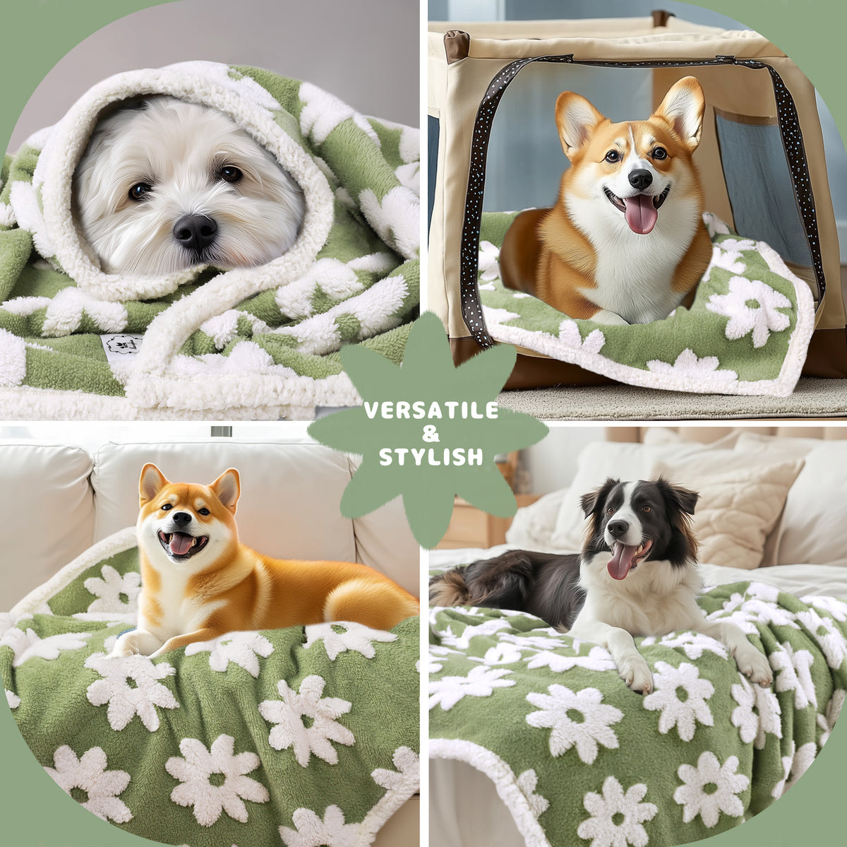 Waterproof Leakproof Blanket for Dogs and Cats Green