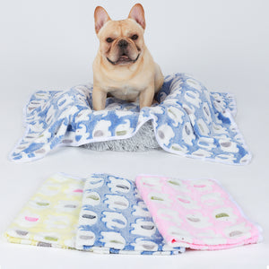Premium Fleece Dog and Cat Blanket Blue/Pink/Yellow