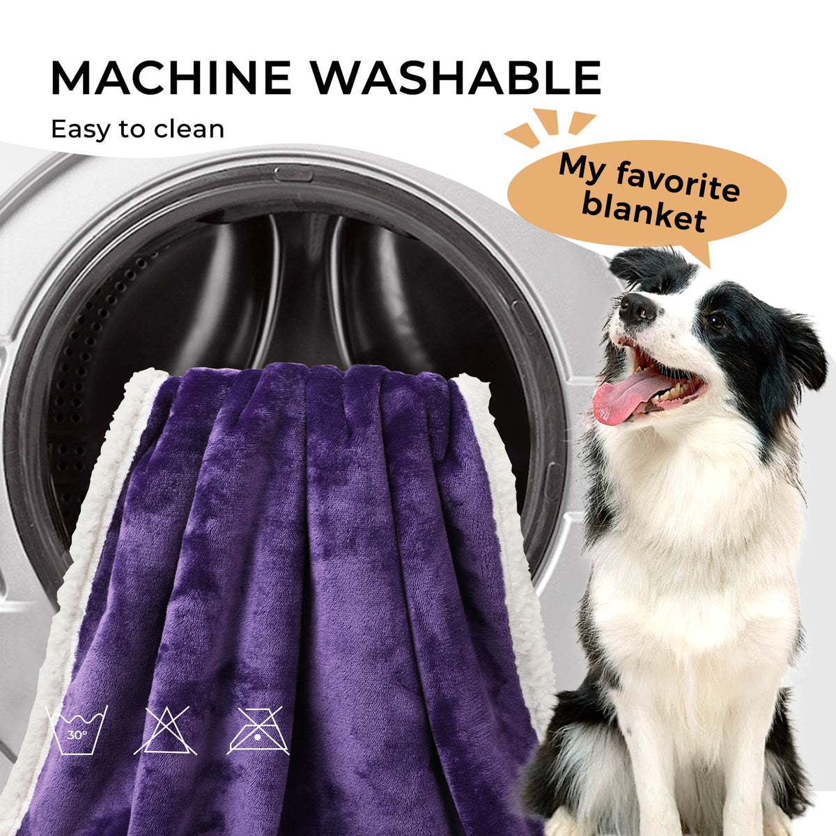 Reversible Waterproof Blanket for Large Dogs Purple White