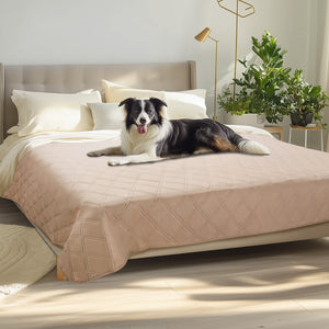 Waterproof Couch Cover Blanket for Dogs Beige & White