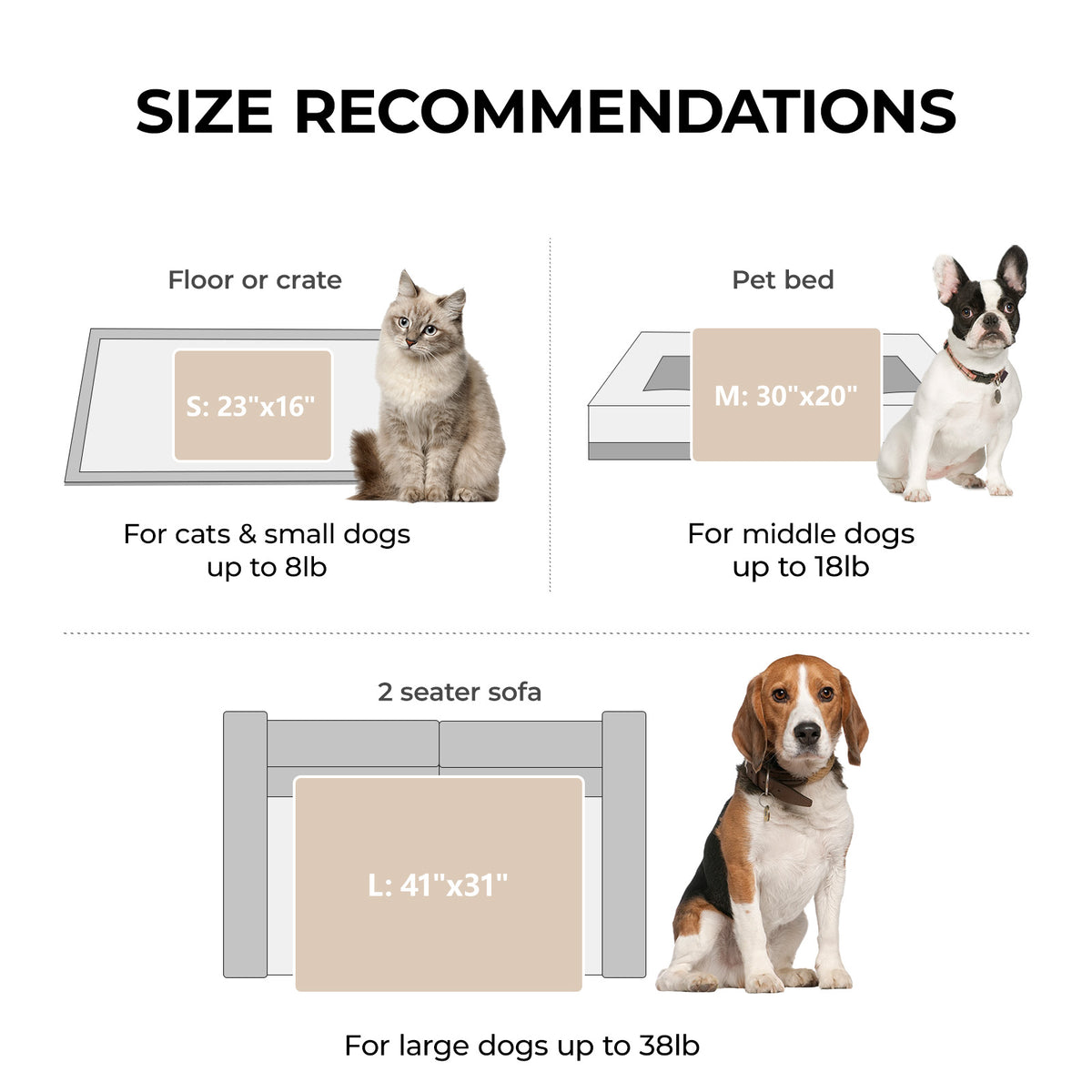 3 Pack Washable Fleece Pet Blankets Beige/Pink/Grey