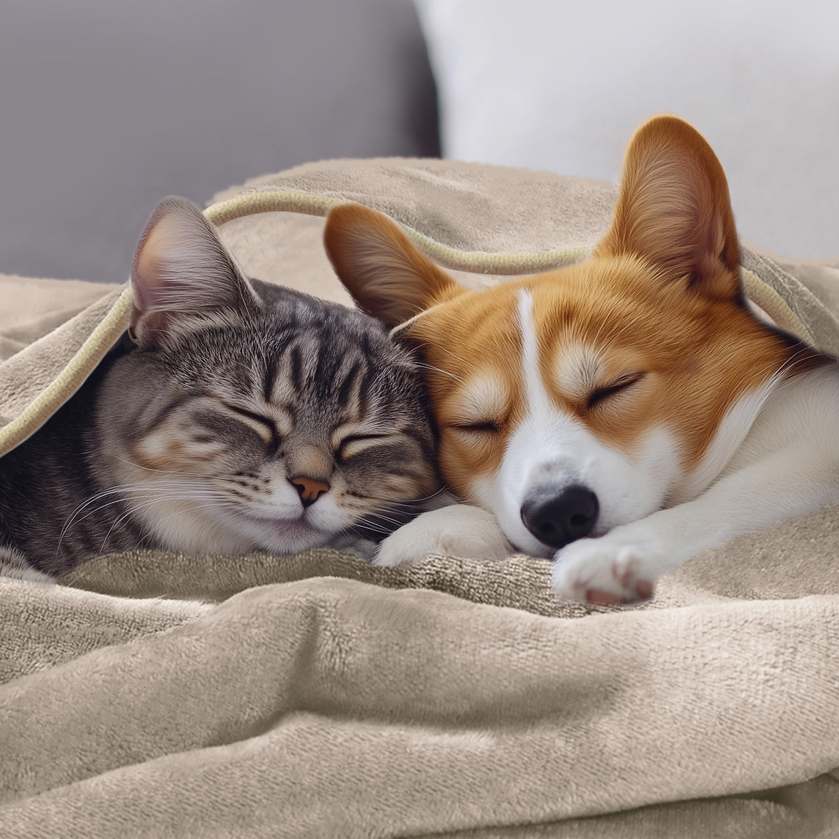 Waterproof Dog Blankets for Dog & Cat Khaki+Beige