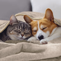Waterproof Dog Blankets for Dog & Cat Khaki+Beige