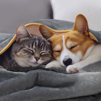 Waterproof Dog Blankets for Dog & Cat Grey+Beige