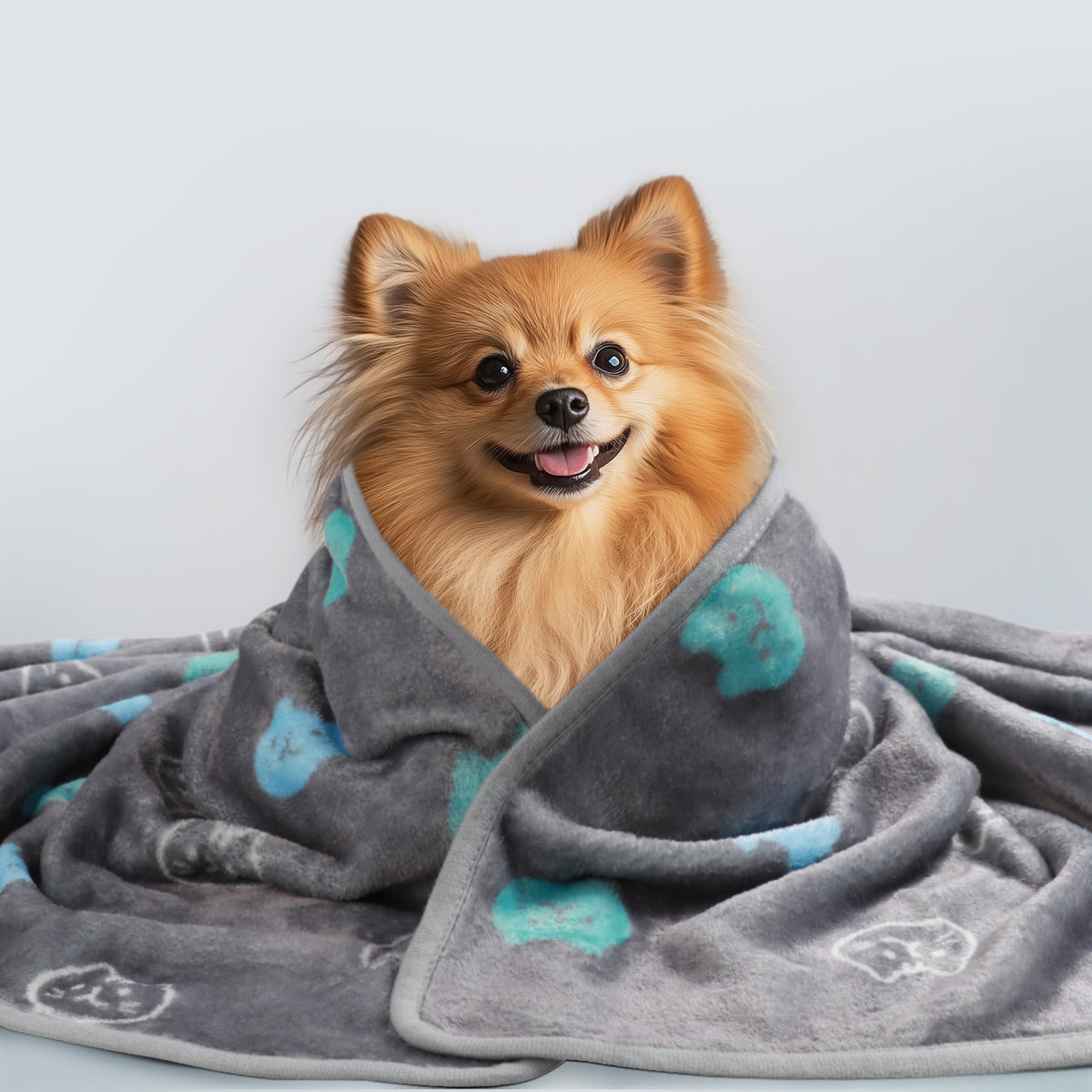 Premium Fleece Dog and Cat Blanket Blue/Cyan/Grey