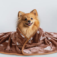 Premium Fleece Dog and Cat Blanket Brown/Yellow/Blue