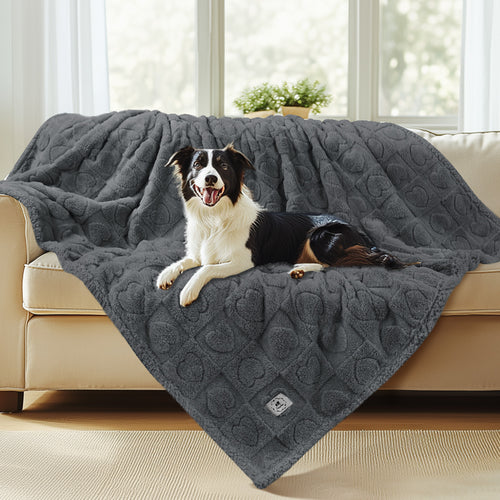 Heart Jacquard Waterproof Pet Blanket Grey