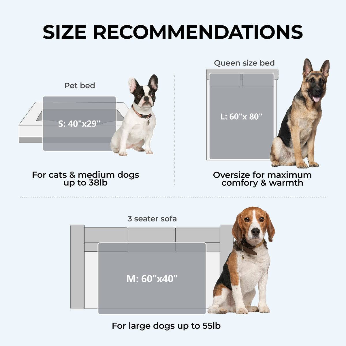 Cooling Blanket for Dogs Calming Pad Light Grey