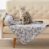 1 Pack 3 Small Pet Blanket Paw Printed Throw | Grey Paw