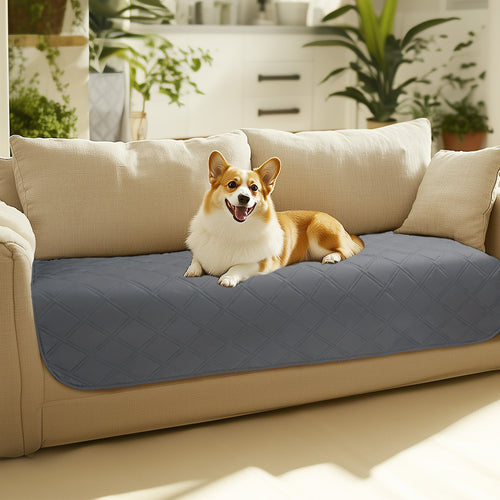 Waterproof Couch Cover Blanket for Dogs Light Grey