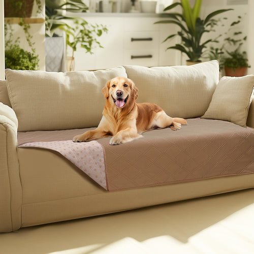 Waterproof Couch Cover Blanket for Dogs Light Brown & Khaki