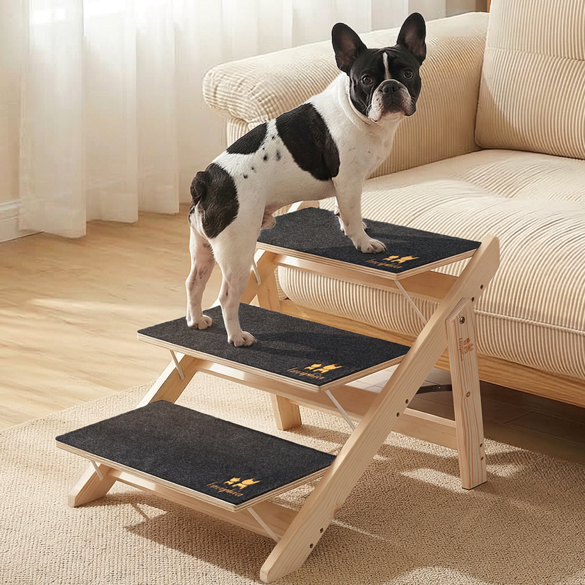 Foldable Anti-Slip 2-in-1 Wooden Dog Stairs