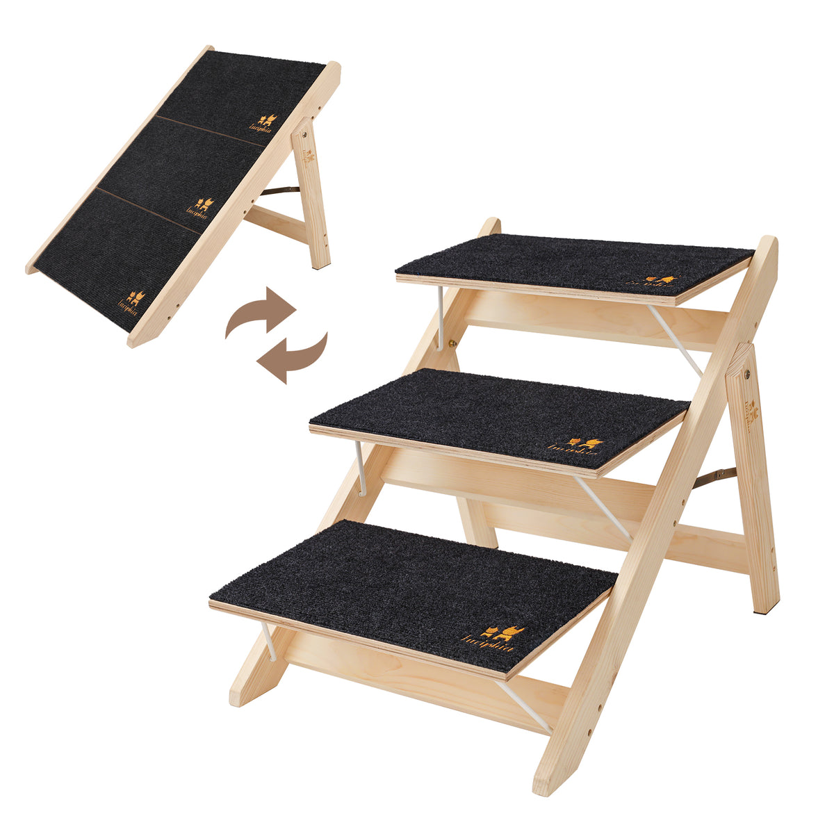 Foldable Anti-Slip 2-in-1 Wooden Dog Stairs