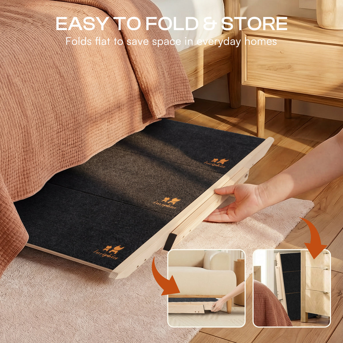 Foldable Anti-Slip 2-in-1 Wooden Dog Stairs