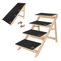 Foldable Anti-Slip 2-in-1 Wooden Dog Stairs