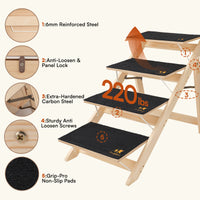 Foldable Anti-Slip 2-in-1 Wooden Dog Stairs