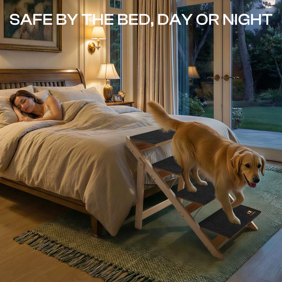 Foldable Anti-Slip 2-in-1 Wooden Dog Stairs