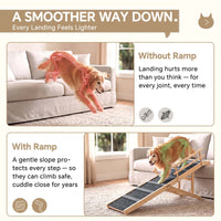 5-Level Height Adjustable Wooden Dog Ramp Stairs with Anti-Slip Mat & Safety Side Rails