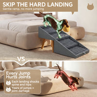 2-in-1 Wooden Pet Stairs & Ottoman with Solid Wood Frame and Tech Cloth Surface