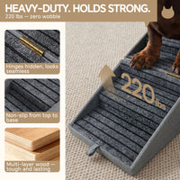 2-in-1 Wooden Pet Stairs & Ottoman with Solid Wood Frame and Tech Cloth Surface