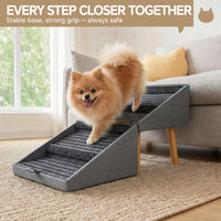 2-in-1 Wooden Pet Stairs & Ottoman with Solid Wood Frame and Tech Cloth Surface